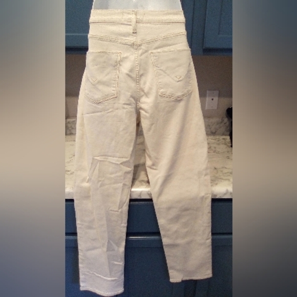 HUDSON JEANS NWT White Soft Ecru Tan Stitch Holly Straight Size 31 - Picture 2 of 9